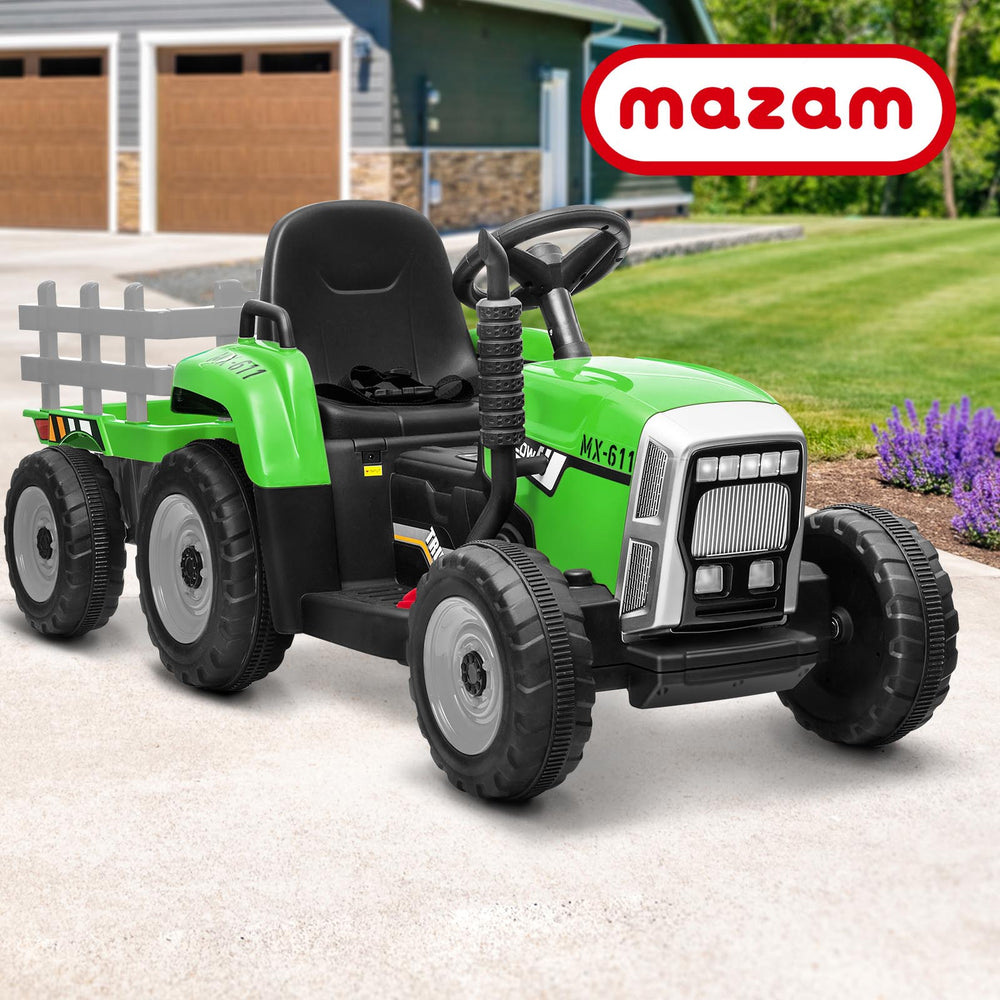 Mazam Ride On Tractor 12V Kids Electric Vehicle Toy Cars W/ Trailer Child Gift