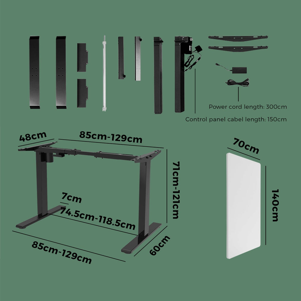 Oikiture Standing Desk Height Adjustable Motorised Electric Sit Stand Table