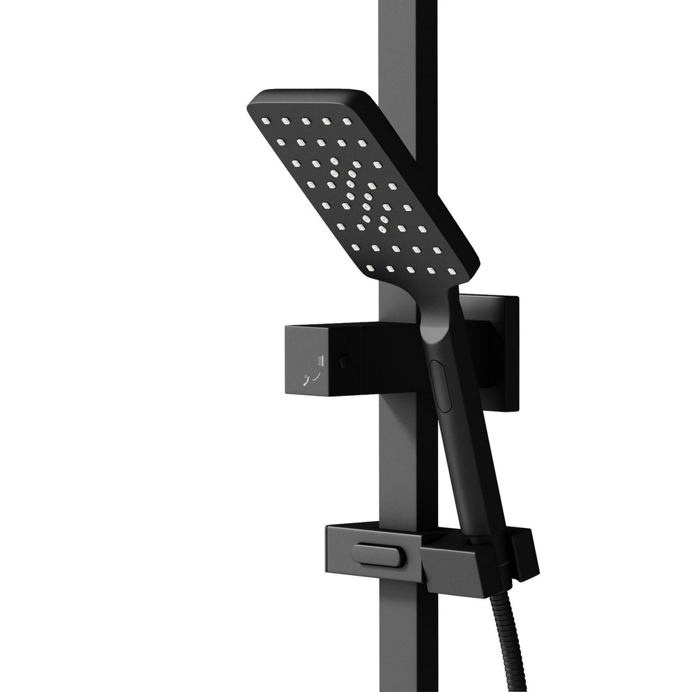Welba 10&quot; Rain Shower Head Set Square 3-Mode Handheld Shower Rail Set Black