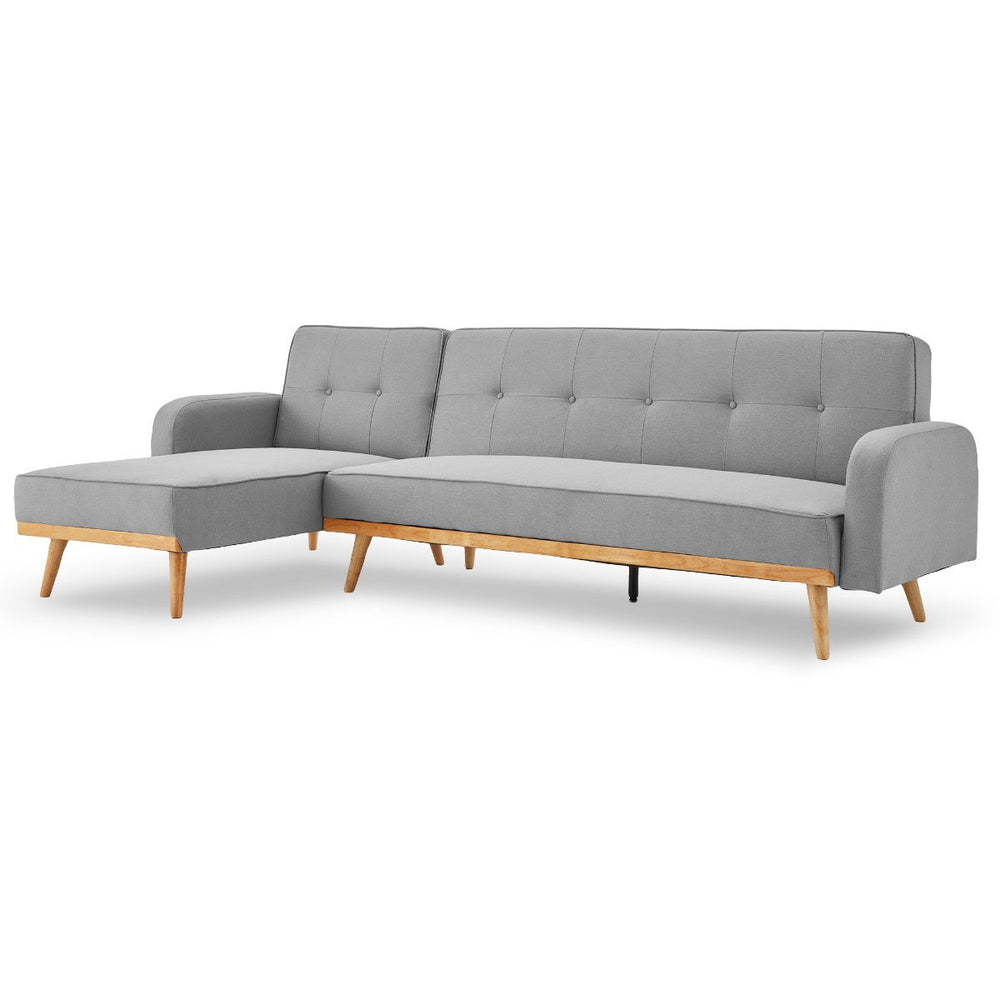 Sarantino Bella 3-Seater Corner Sofa Bed with Chaise Lounge - Light Grey