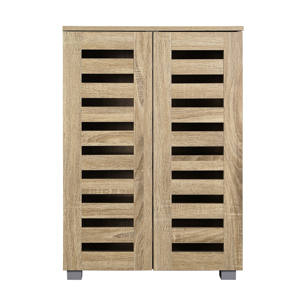 Oikiture Shoes Rack Shoe Storage Cabinet Organiser Shelf 2 Doors 20 Pairs Wooden