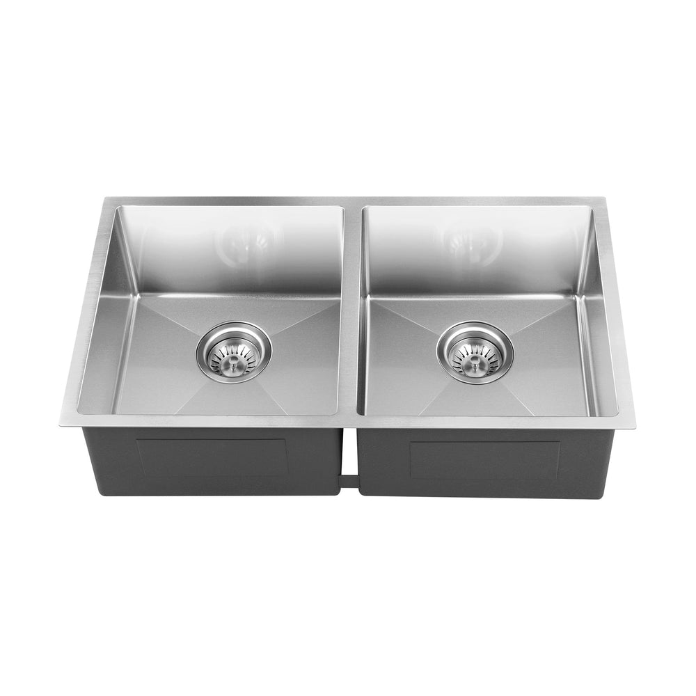 Welba Kitchen Sink Stainless Steel Bathroom Laundry Basin Double Silver 76X44CM