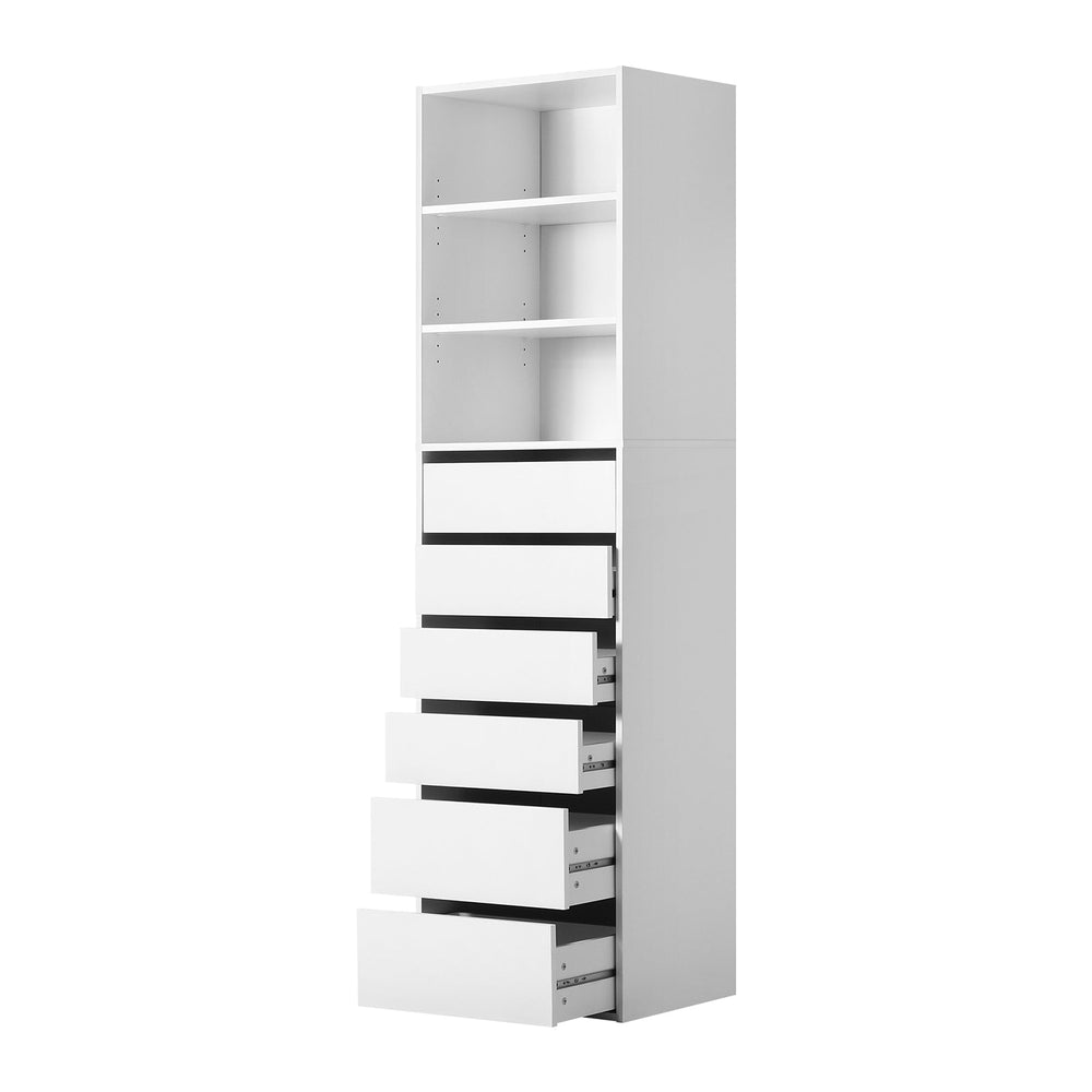 Oikiture Wardrobe Storage Cabinet Shelf Unit Clothes 3 Shelves 6 Drawers Rack